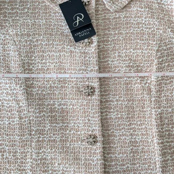 NWT Adrianna Papell Blush Pink Bouclé Wedding Guest Blazer | Size L - Picture 3 of 7
